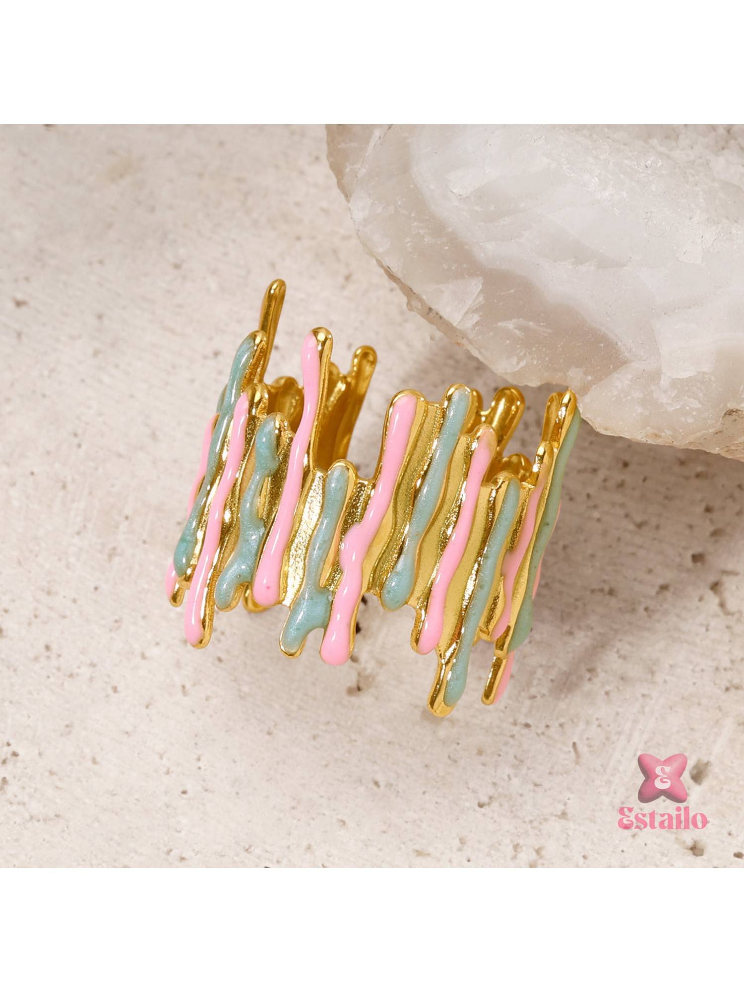 ESTAILO FASHION Molten Candy Ring Multi