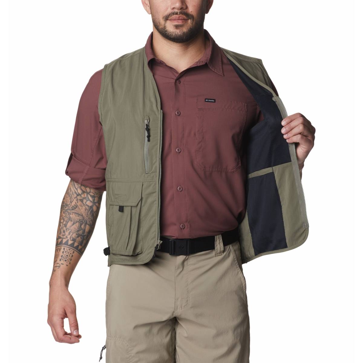 Buy Columbia Mens Green Colour Polyester Silver Ridge Utility Vest