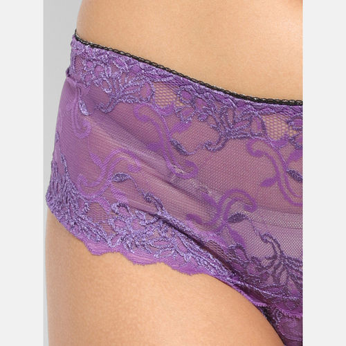 Buy N-Gal Women's Erotic Lace See Through Mid Waist Underwear Lingerie  Knickers Brief Panty- Purple Online