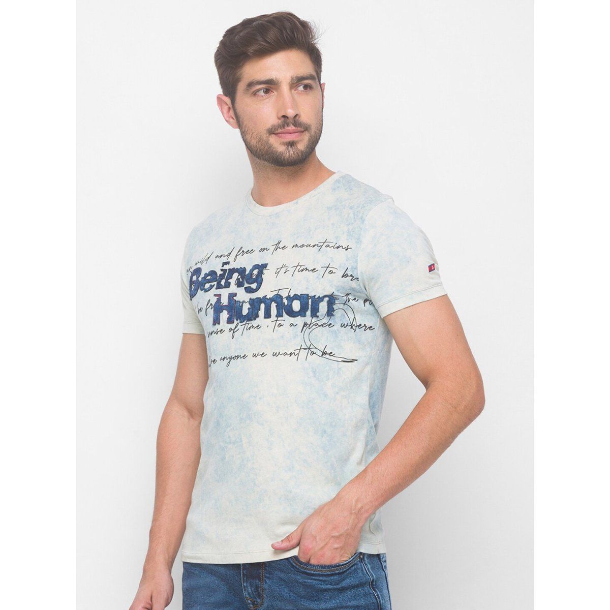 Buy BEING HUMAN Solid Cotton Stretch Slim Fit Men's Casual Shirt | Shoppers  Stop