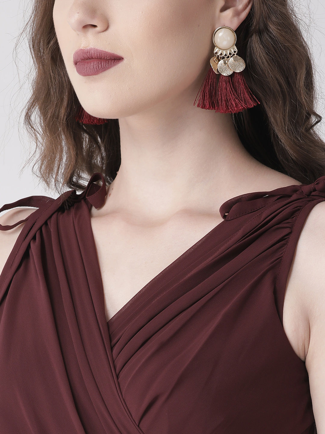 Burgundy Tassel Earrings | Perfect Dress Company | SilkFred US