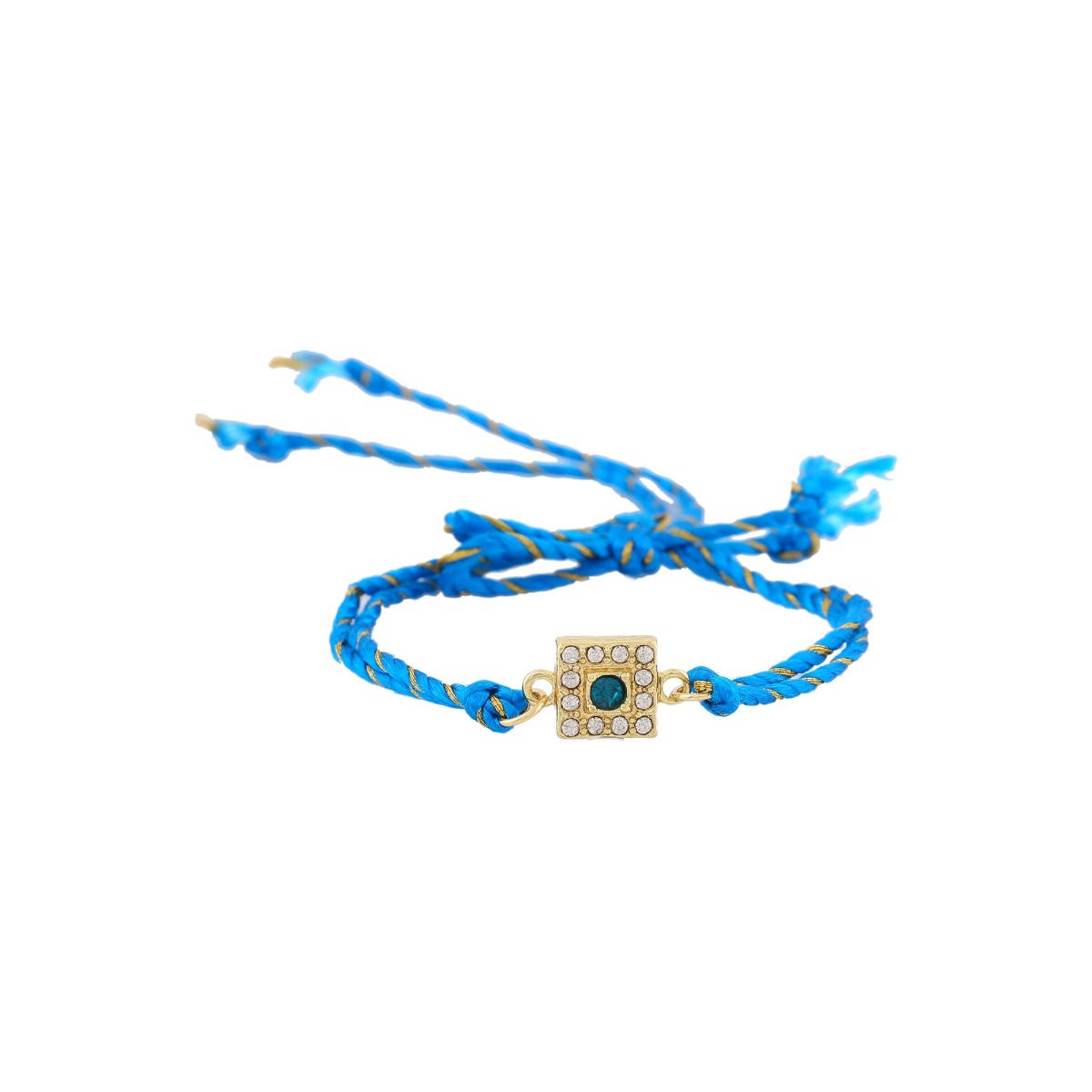 Estele Gold Plated Square Designer Rakhi with Austrian Crystals & Fancy Silk Thread