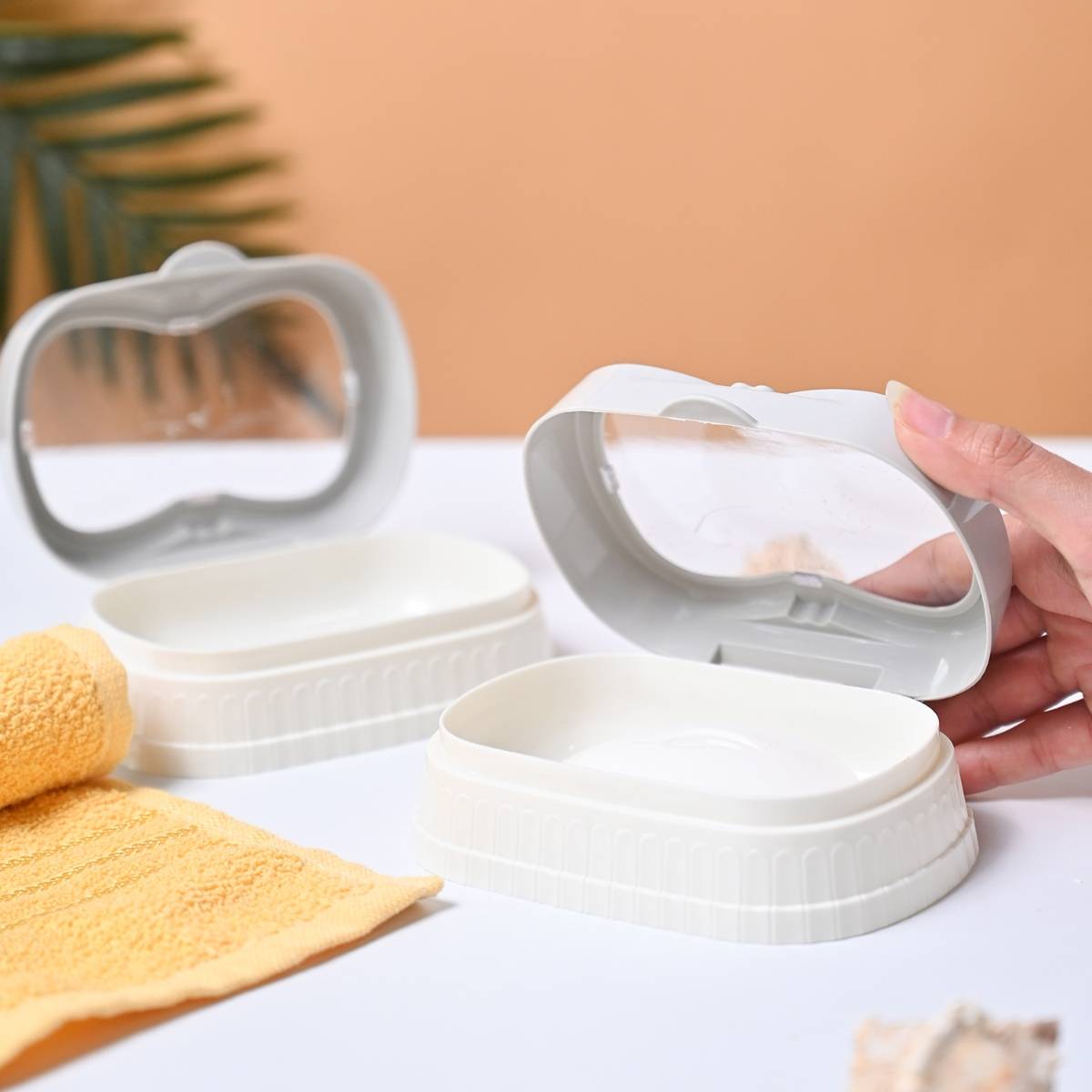 Voncasa Plastic Off White Soap Dish - Pack of 2