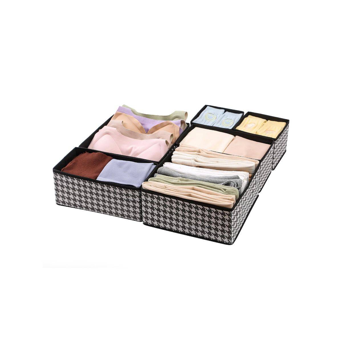 House of Quirk Grey Foldable Closet Drawer Organizers (Set Of 6)