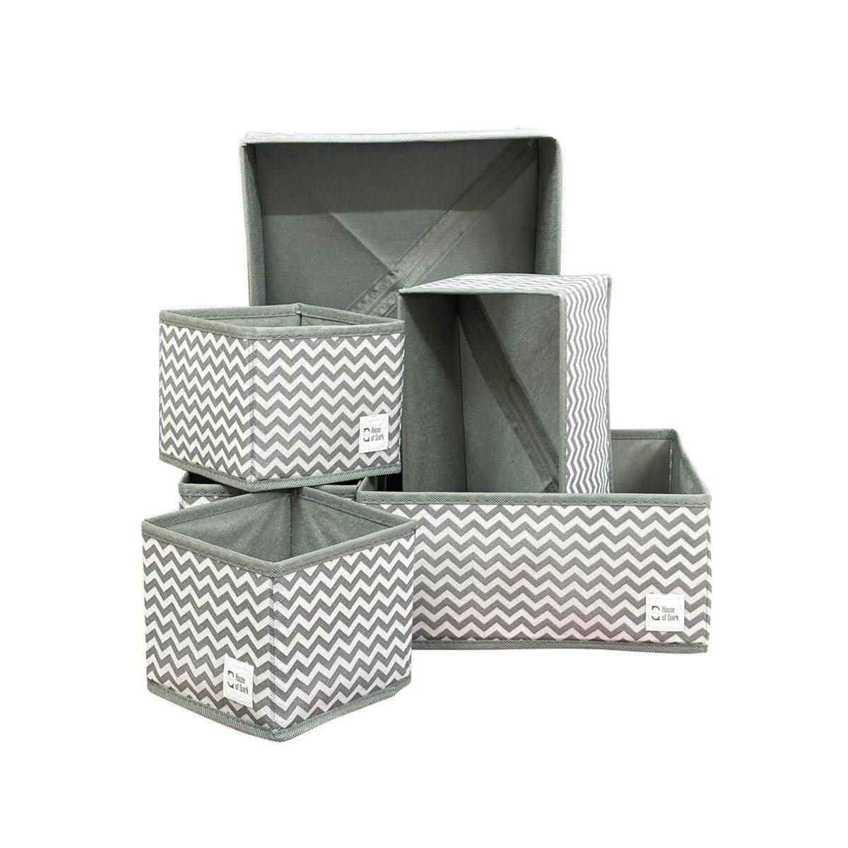 House of Quirk Grey Foldable Closet Dresser Drawer Organizers (Set Of 6)