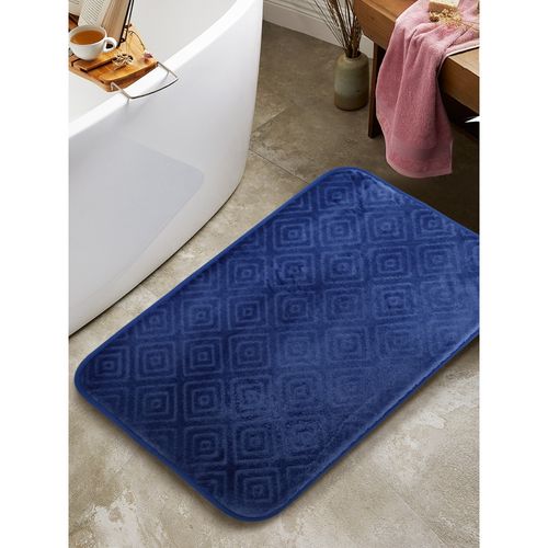 BIANCA Memory Foam Anti Slip Bath Mat 1pc Maze Square Royal Blue (M)