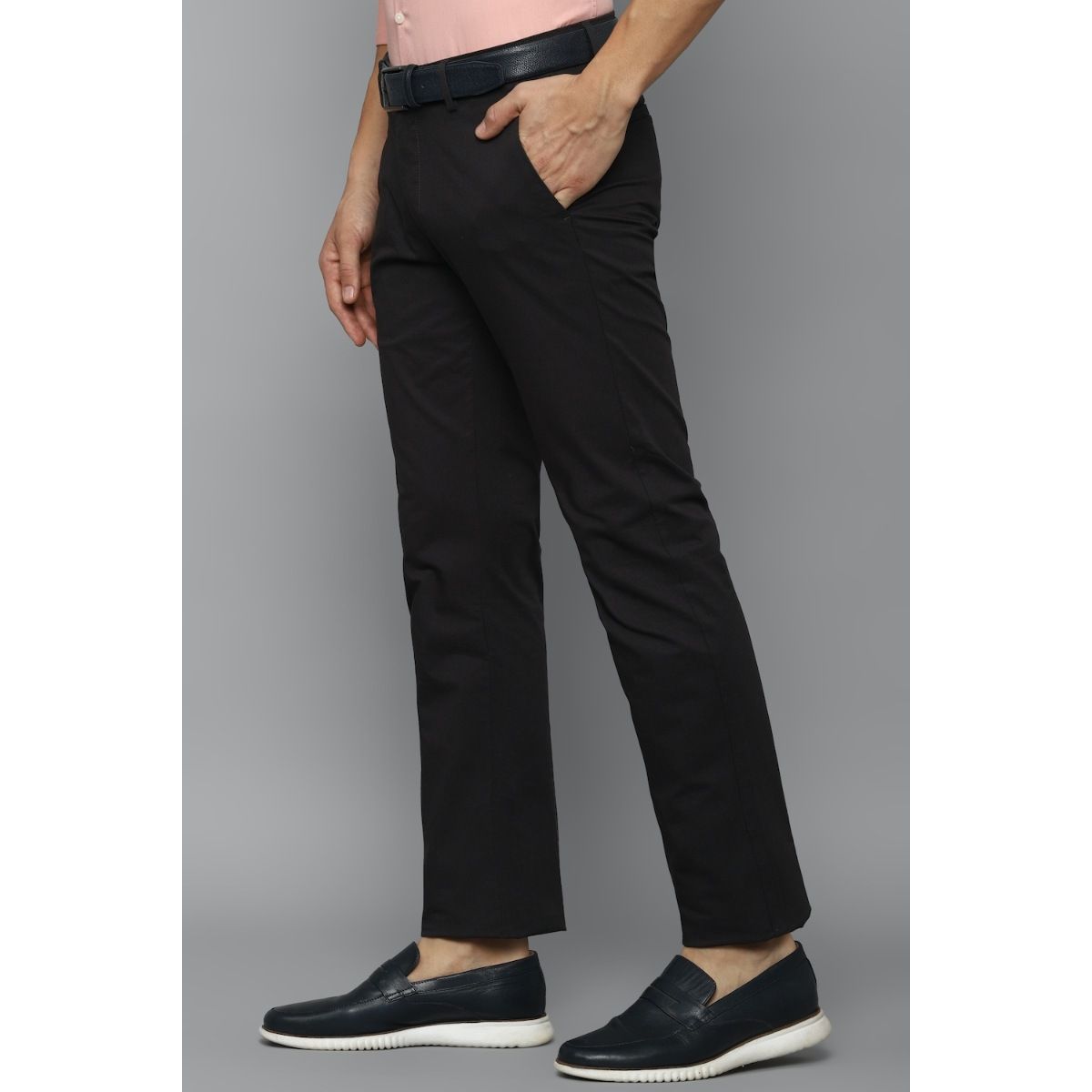 Buy Allen Solly Men Black Slim Fit Solid Casual Trouser Online