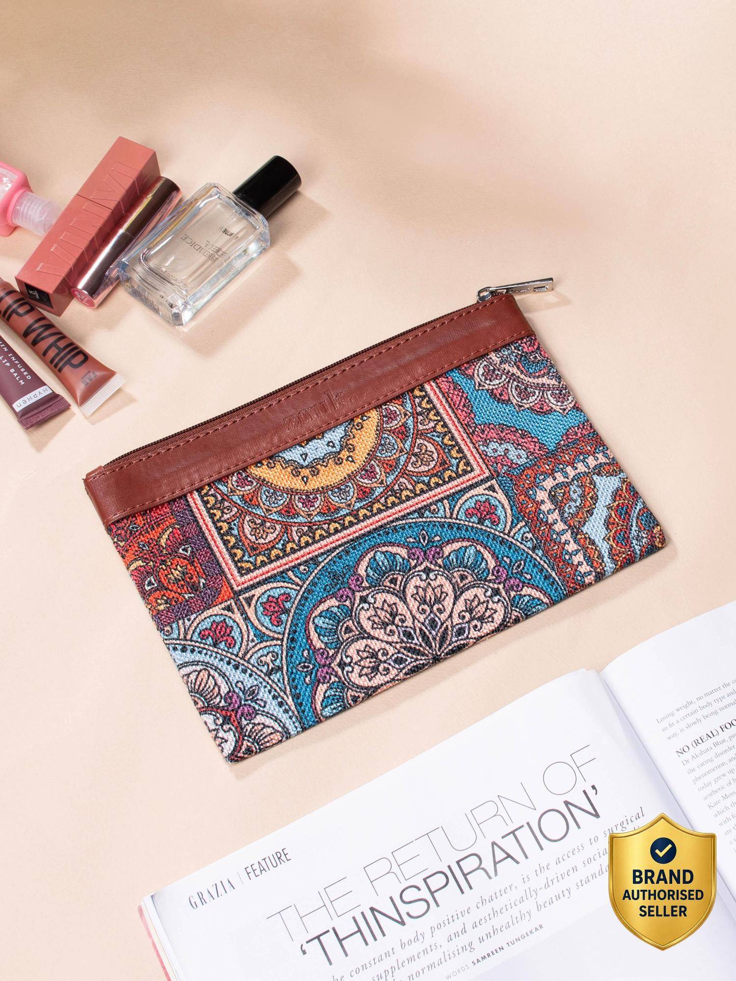 Zouk Multi-Color Mandala Print Vegan Leather Utility Pouch