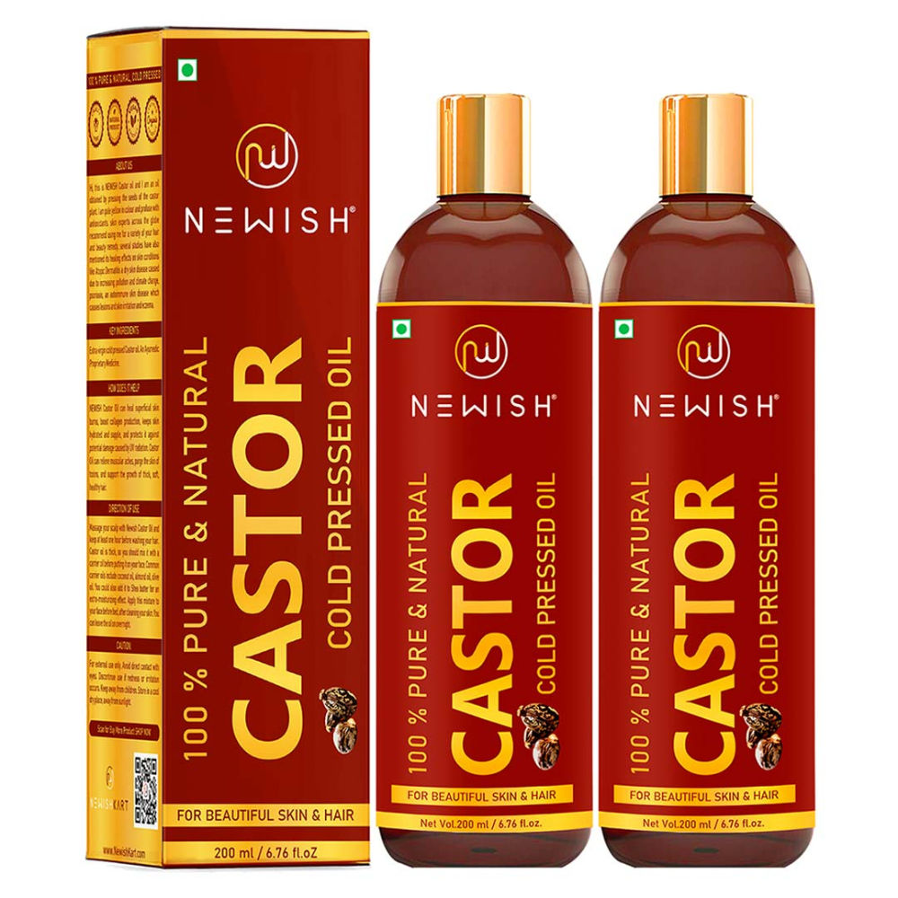 Newish Cold Pressed Castor Oil for Dry Skin Nail Care Eyelashes - Pack of 2