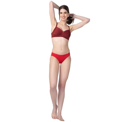 Candyskin Women's Red Bra Lightly Padded Non Wired Full Coverage