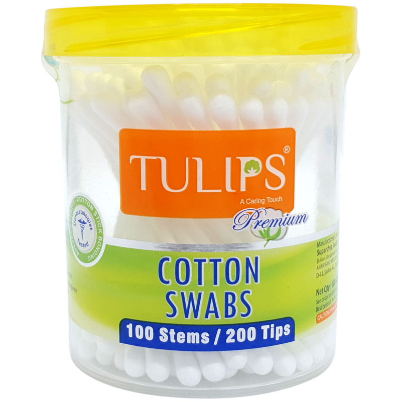 Tulips Premium Cotton Swabs Buds Screw Jar