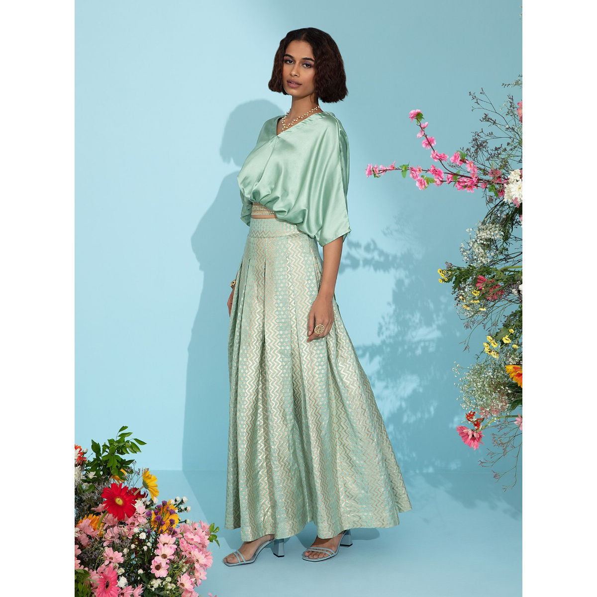 Buy Pista Green Skirts  Ghagras for Women by Tistabene Online  Ajiocom