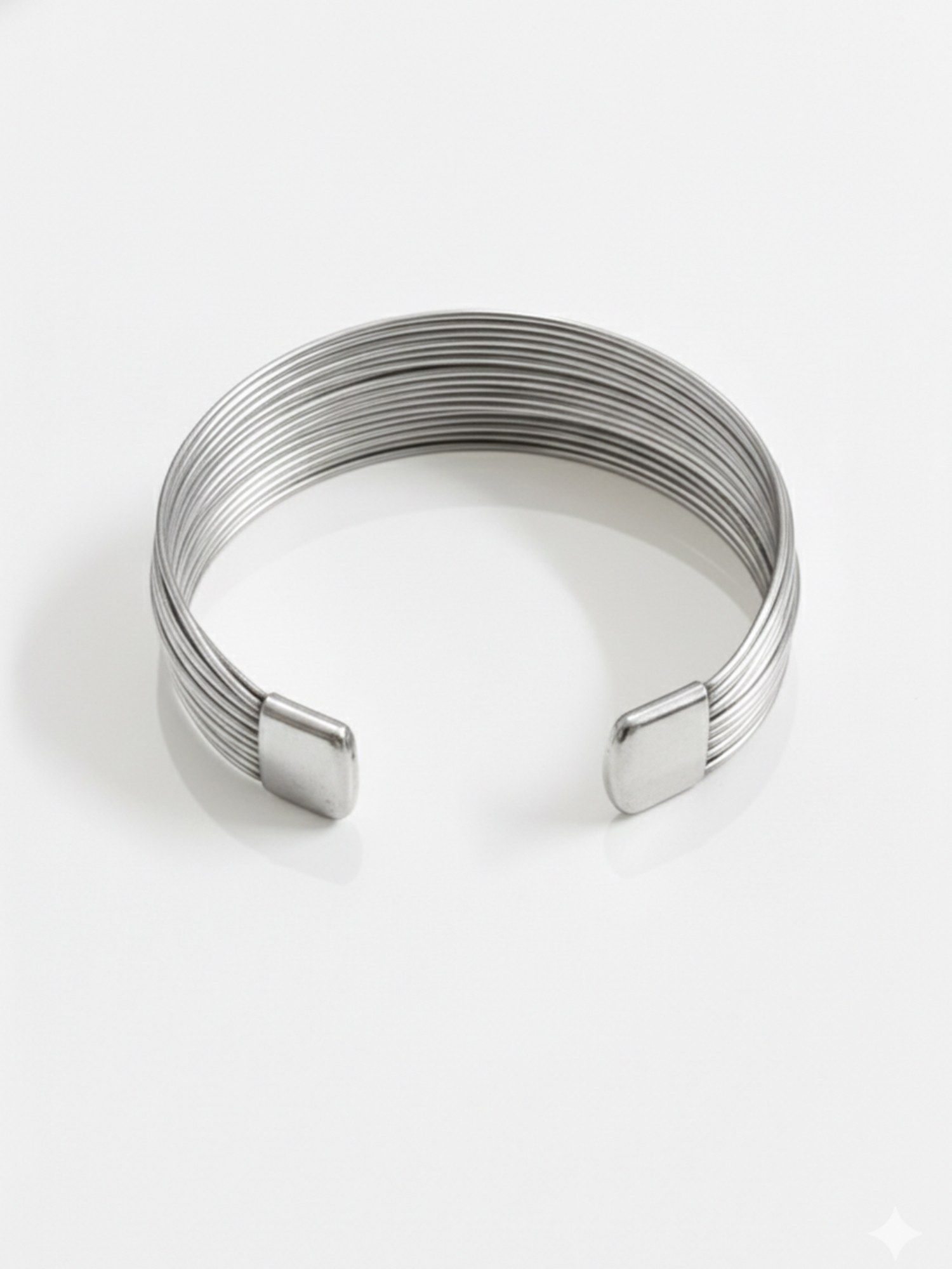 Buy NVR Women Silver Plated Circle Split Coil Wire Cuff Bracelet