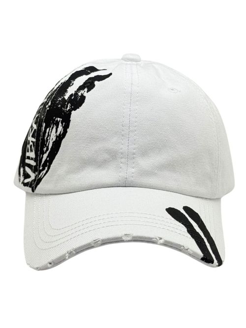 The Tie Hub White Mens Vibrate Printed Distressed Snapback Baseball Cap