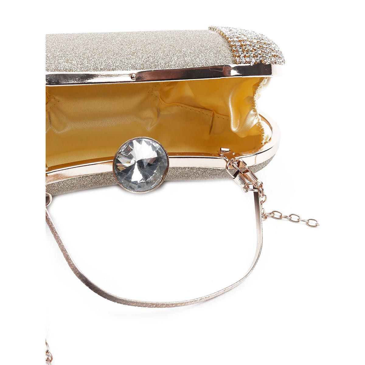 Buy Odette Statement Gold Colored Clutch Bag Online