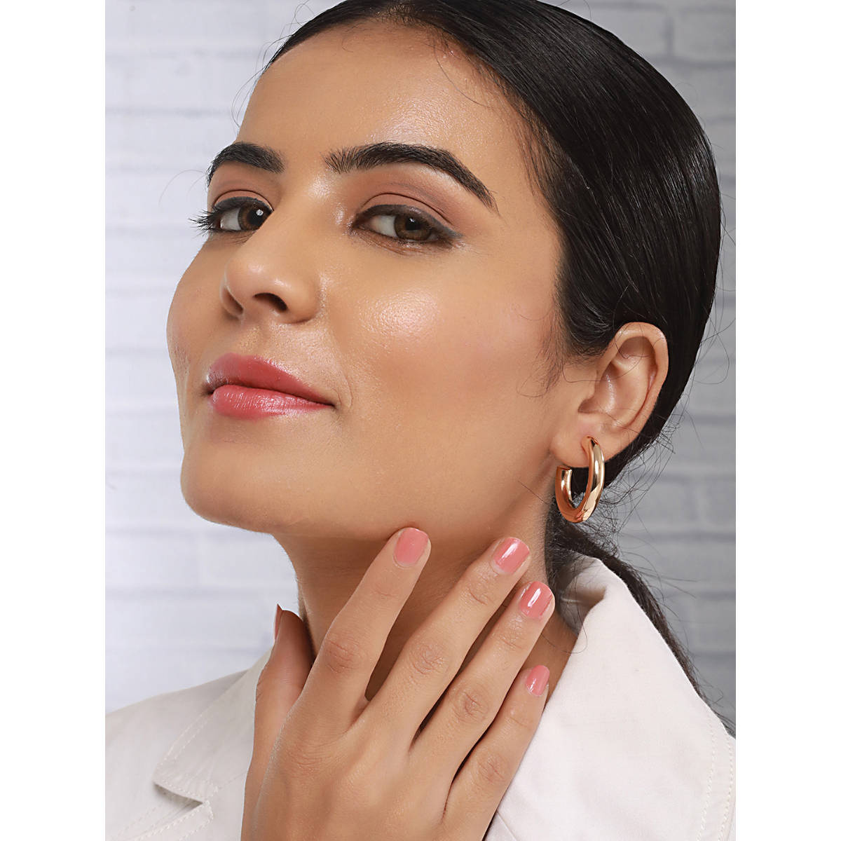 Saraf RS Jewellery Anti-Tarnish Gold Plated Styling C Hoops Earrings