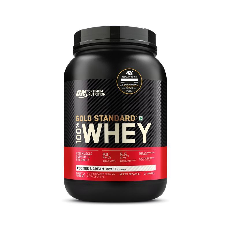 Optimum Nutrition (ON) Gold Standard 100% Whey Protein Powder Cookies & Cream - 2Lbs