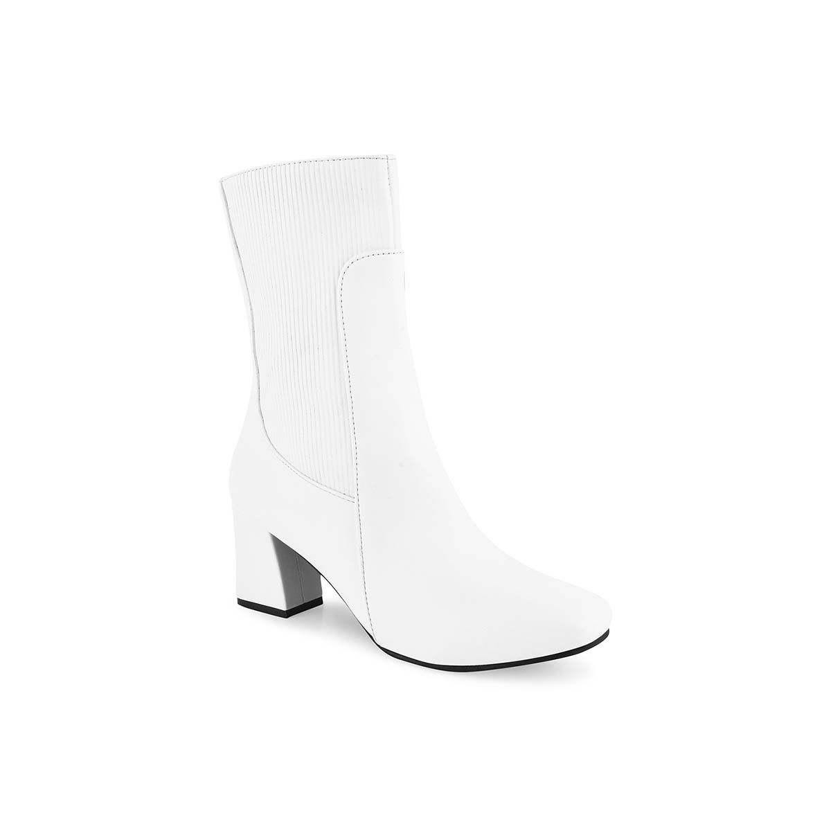 Block heel hotsell white ankle boots