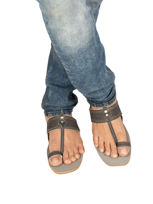 Korakari Men Denim Charm Grey Kolhapuri Chappal
