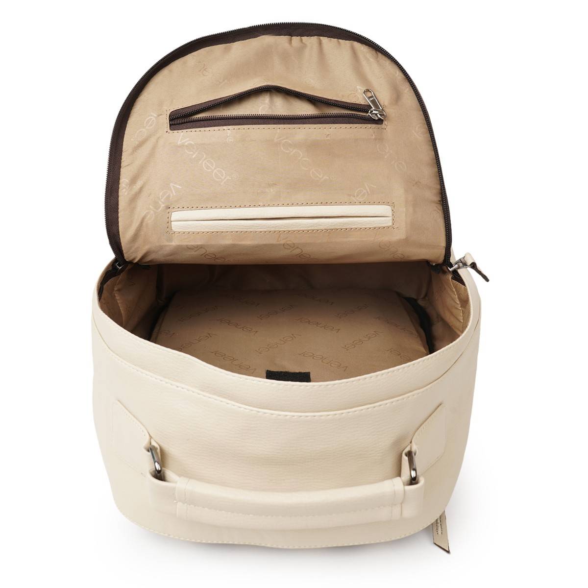 Buy VENEER Unisex Solid Cream Backpack (M) Online