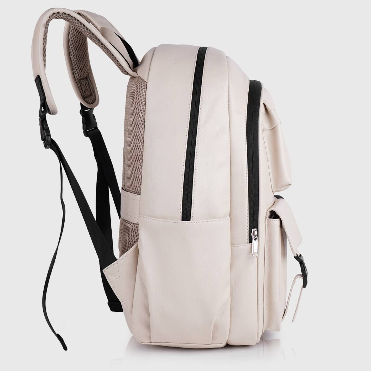 Buy VENEER Unisex Solid Cream Backpack (M) Online