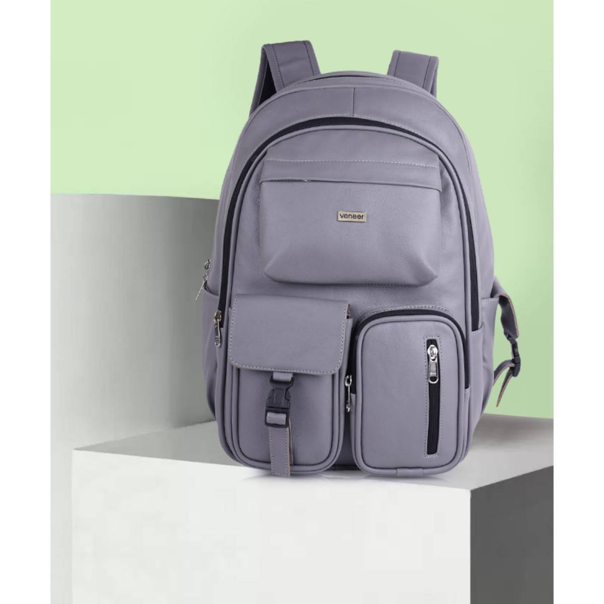 Vip Grey Backpack Buy VENEER Unisex Solid Grey Backpack (M) Online