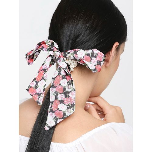 Buy OOMPH Pink Satin and Pearls Scarf Scrunchy Rubber Band Hair