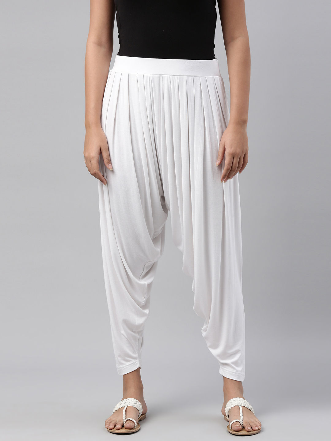 Buy GO COLORS Women White Solid 100% Cotton Pants Online at Best Prices in  India - JioMart.