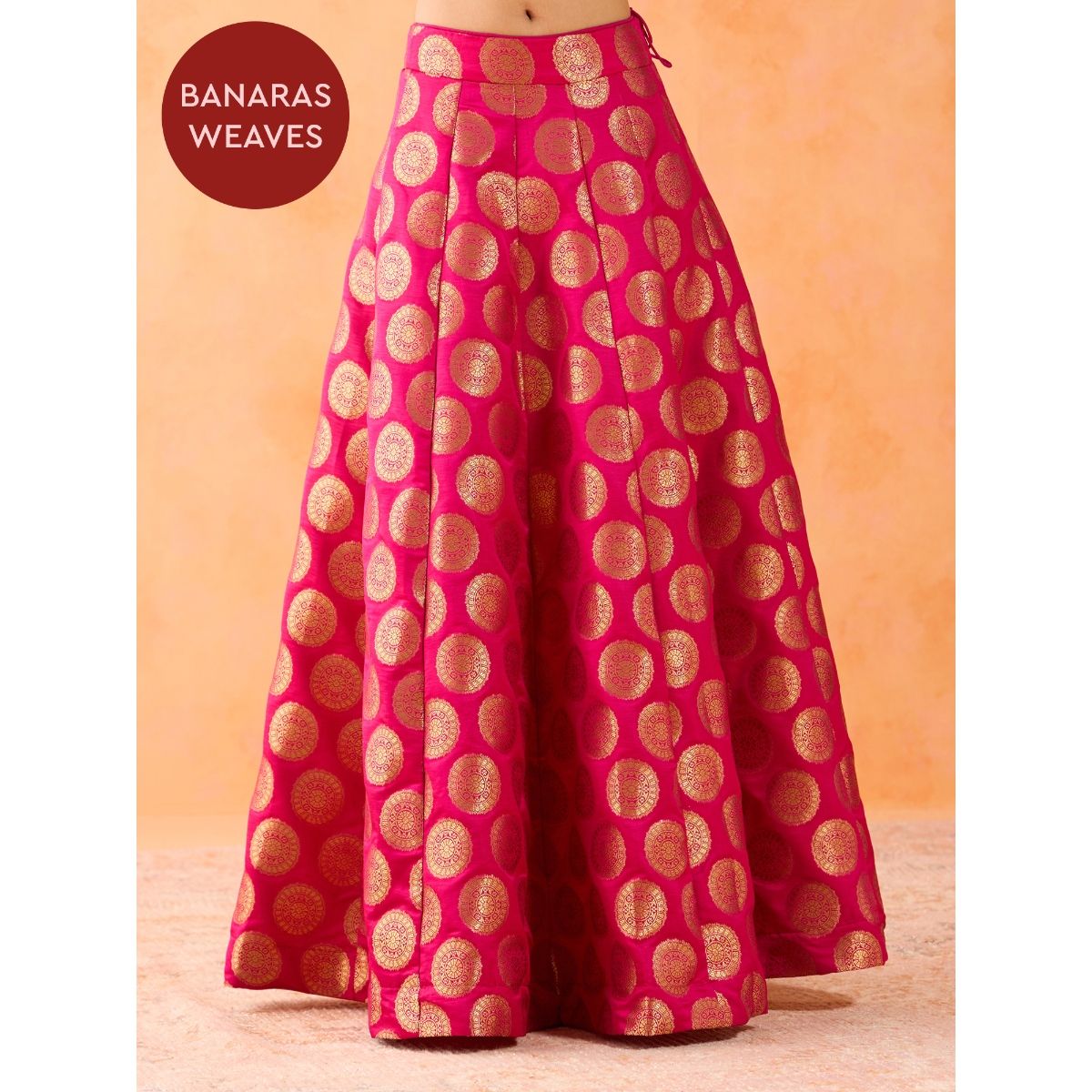 Buy Gajra Gang Banaras Maroon Modal Satin Top & Brocade Skirt GGLEH50 (Set  of 2) online