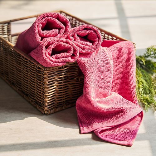 Buy Pure Home Living Set of Dark Pink Cotton Hand Towels Online