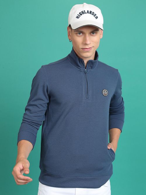 HIGHLANDER Mens Mock Collar Half Zipper Pullover Sweatshirt