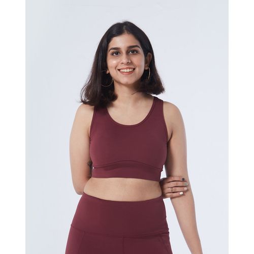 Buy Bliss Club Women Burgundy The Ultimate Comfort Sports Bra With Easy  Slip In Pads and Full Coverage Online