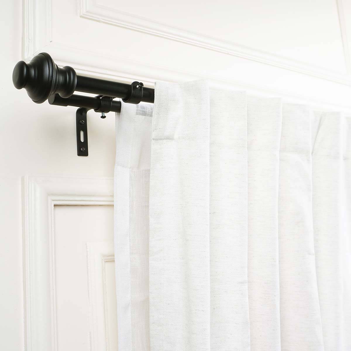 The Decor Mart 28"-48" Adjustable Double Curtain Rod for Door & Windows with Brackets Set Black