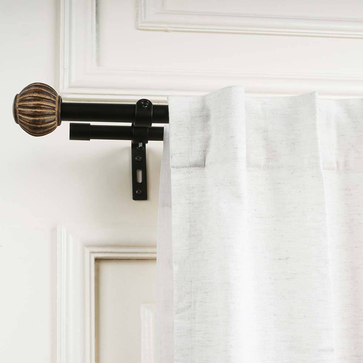 The Decor Mart 28"-48" Adjustable Double Curtain Rod For Door & Windows With Brackets Set