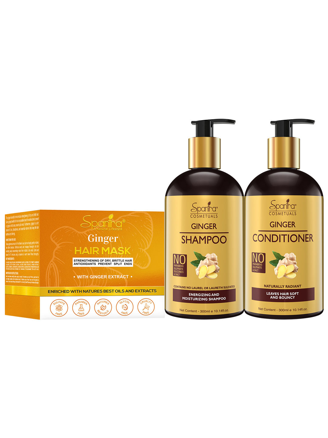 Spantra Ginger Shampoo, Conditioner And Hair Mask (Pack Of 3) Buy