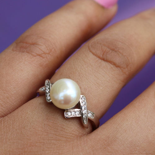 925 Silver Mm Pearl Love Ring For Women Girls (11)