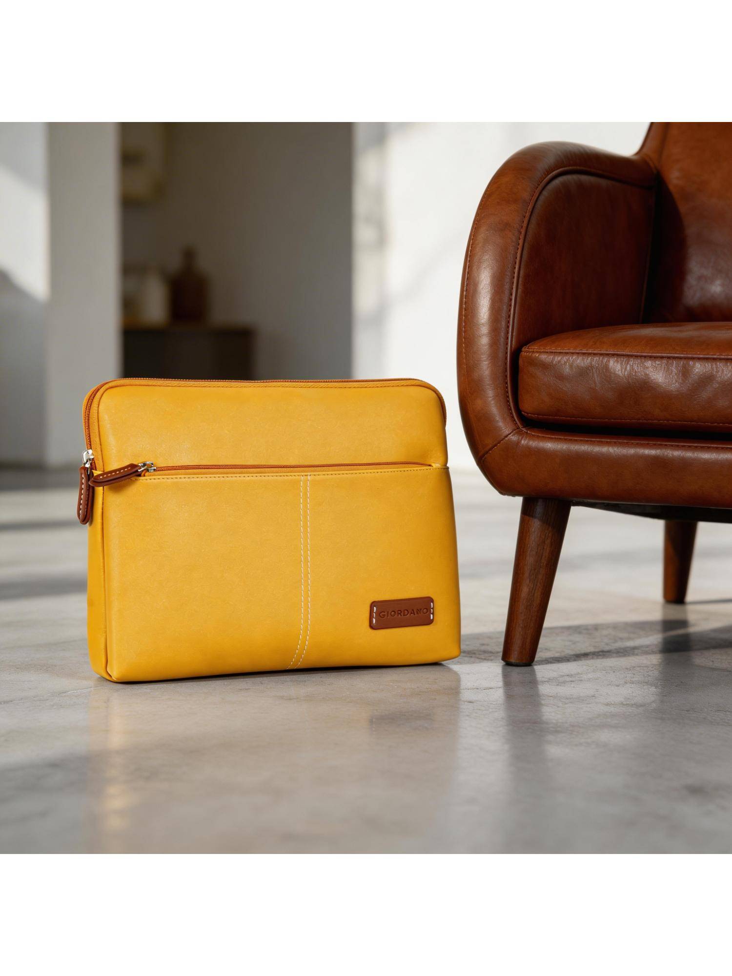Buy Giordano Yellow Secure Slim Water-Resistant Vegan Leather 13