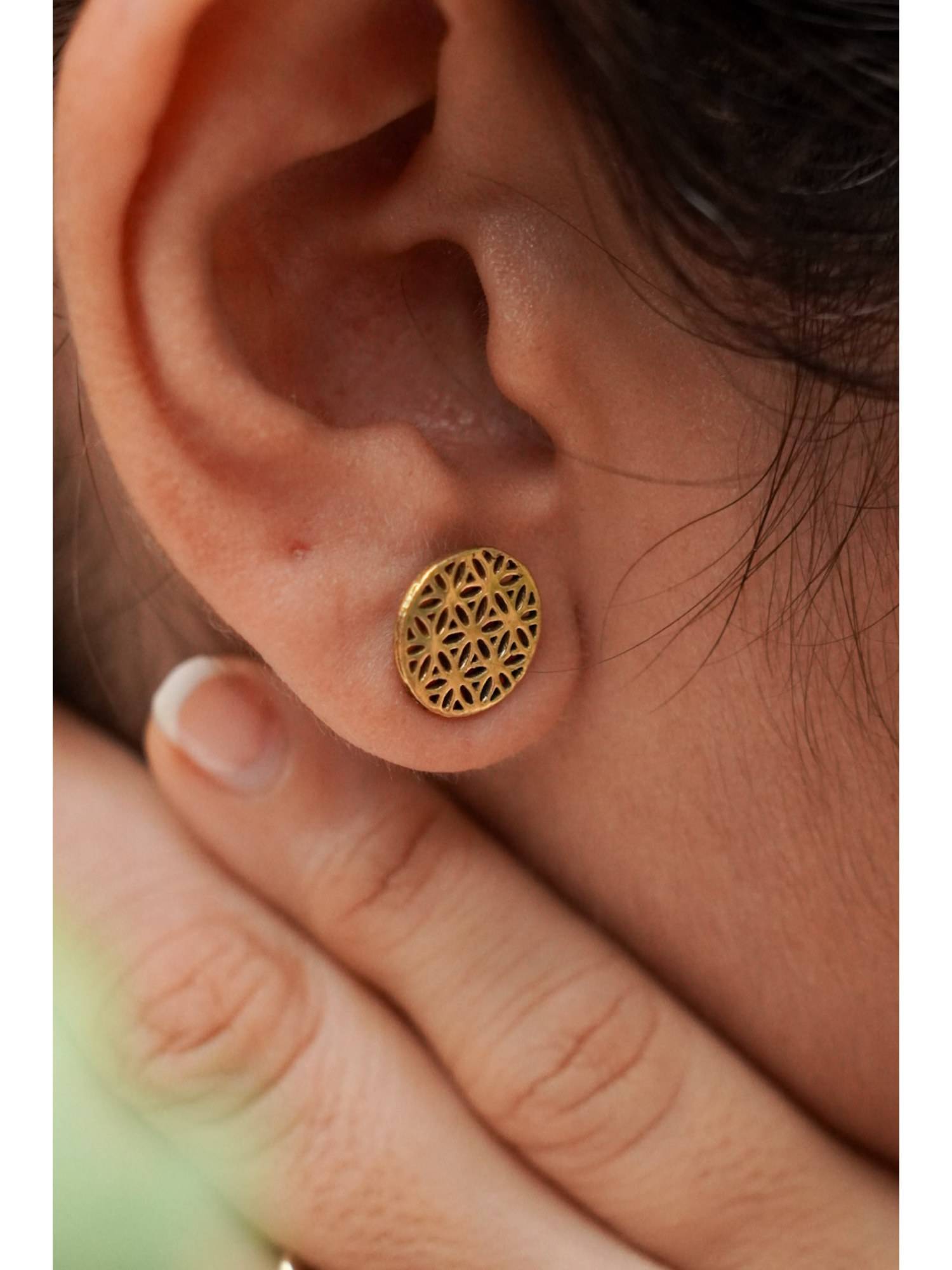 SOUL WORKS Flower Of Life Brass Stud Earrings