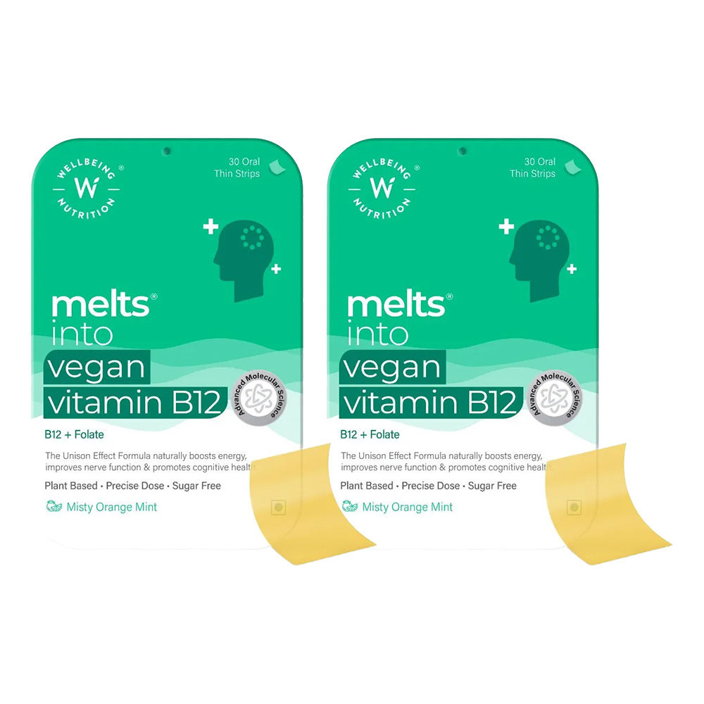 Wellbeing Nutrition Melts Vegan Vitamin B12 + Folate Misty Orange Mint - Pack of 2