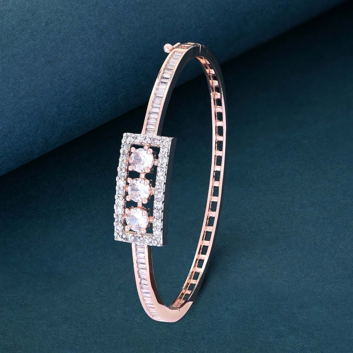 Buy ZENEME Rose Gold-Plated Gunmetal Toned Pink American Diamond Studded Kada  Bracelet Online at Best Prices in India - JioMart.