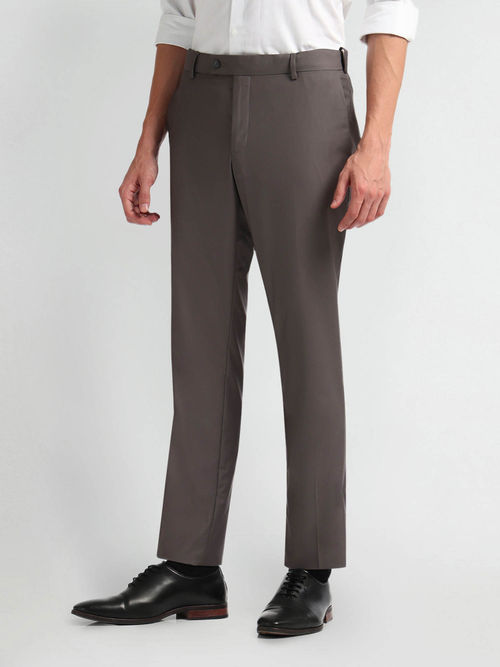 Buy Arrow Grey Slim Fit Autoflex Trousers Online