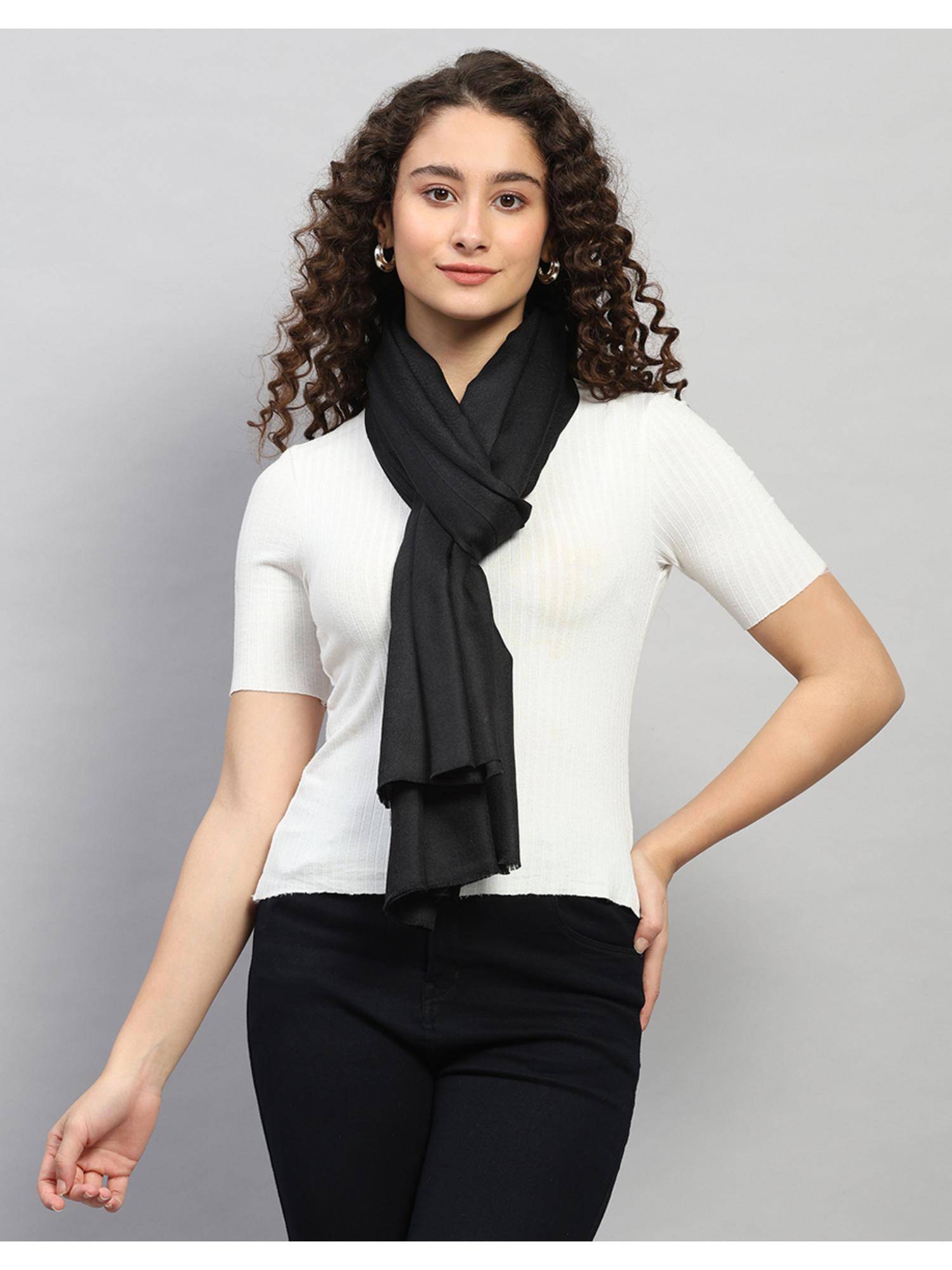 Monte Carlo Womens Solid Black Shawl