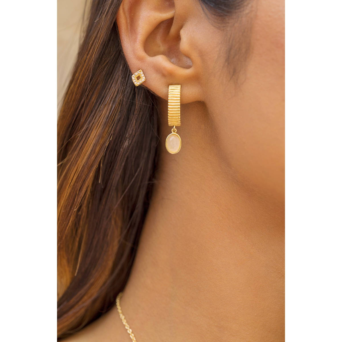Perfectly Average Diamond Shape Studs Earring | 18K Gold Plated Women Jewellery