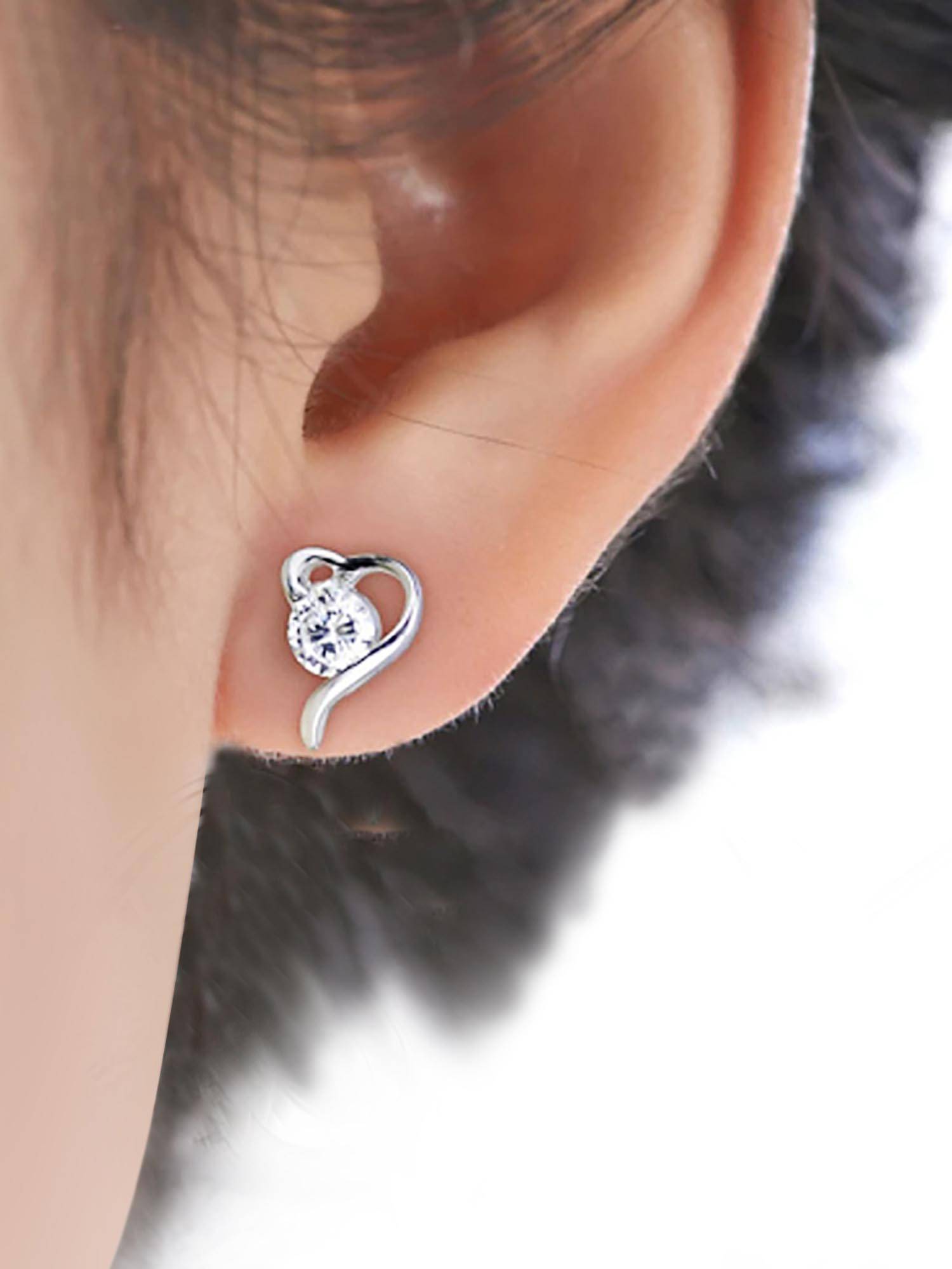 Peora Silver Plated White Stud Earrings