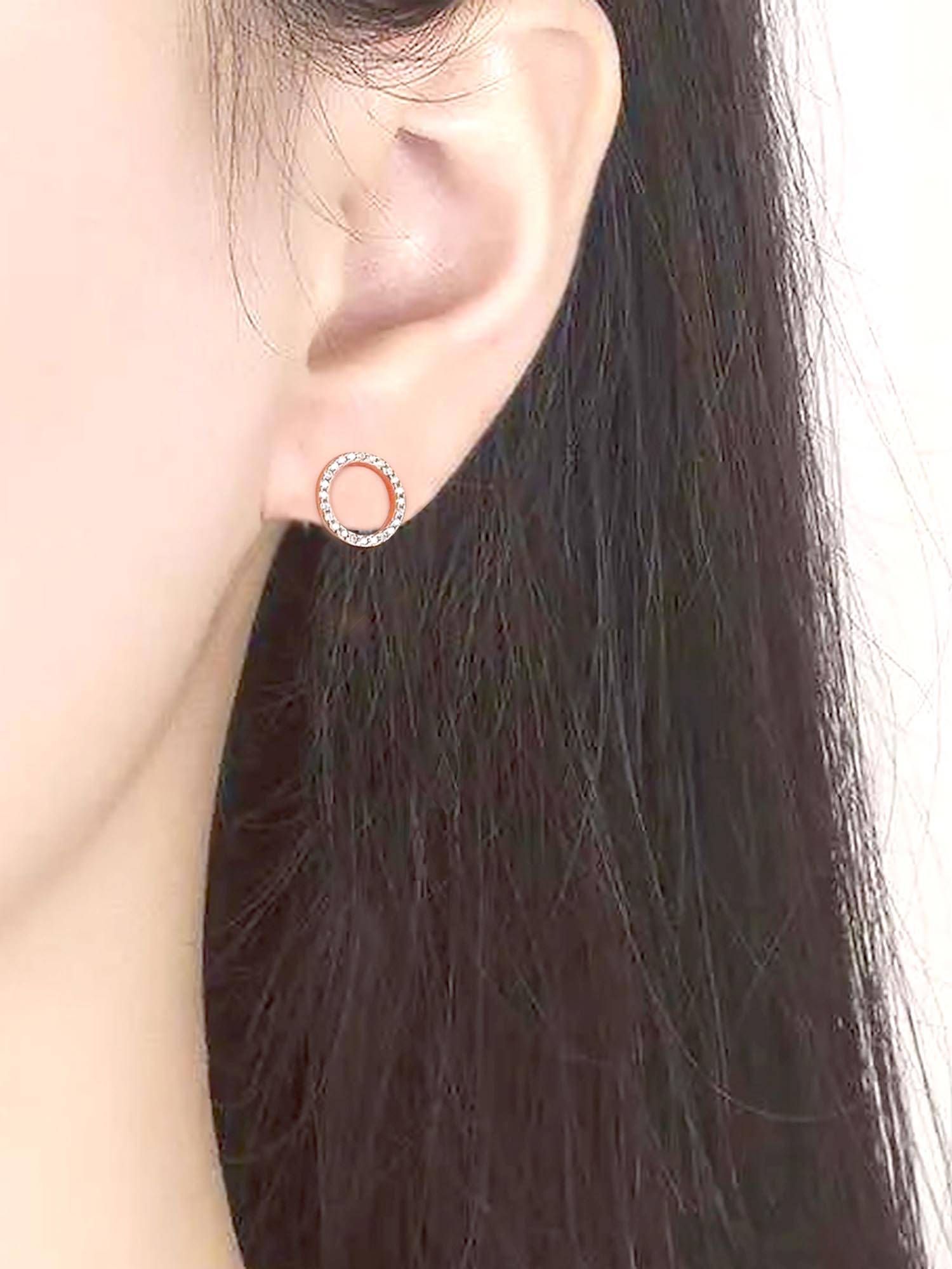 Peora American Diamond Rose Gold Plated Stud Earrings