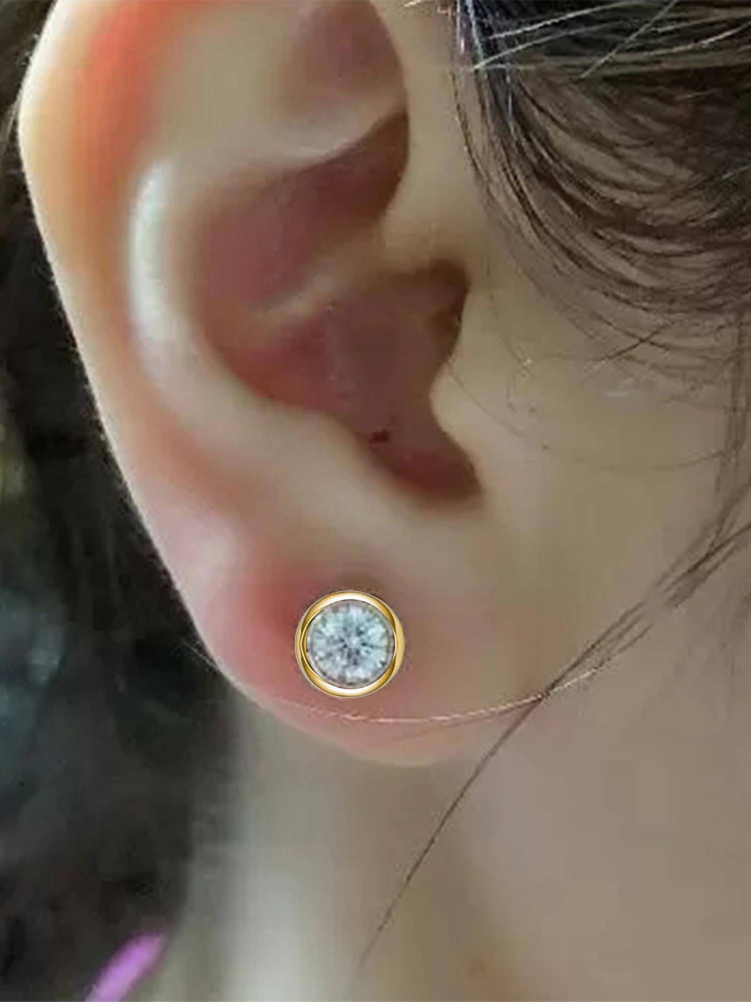 Peora American Diamond Gold Plated White Stud Earrings