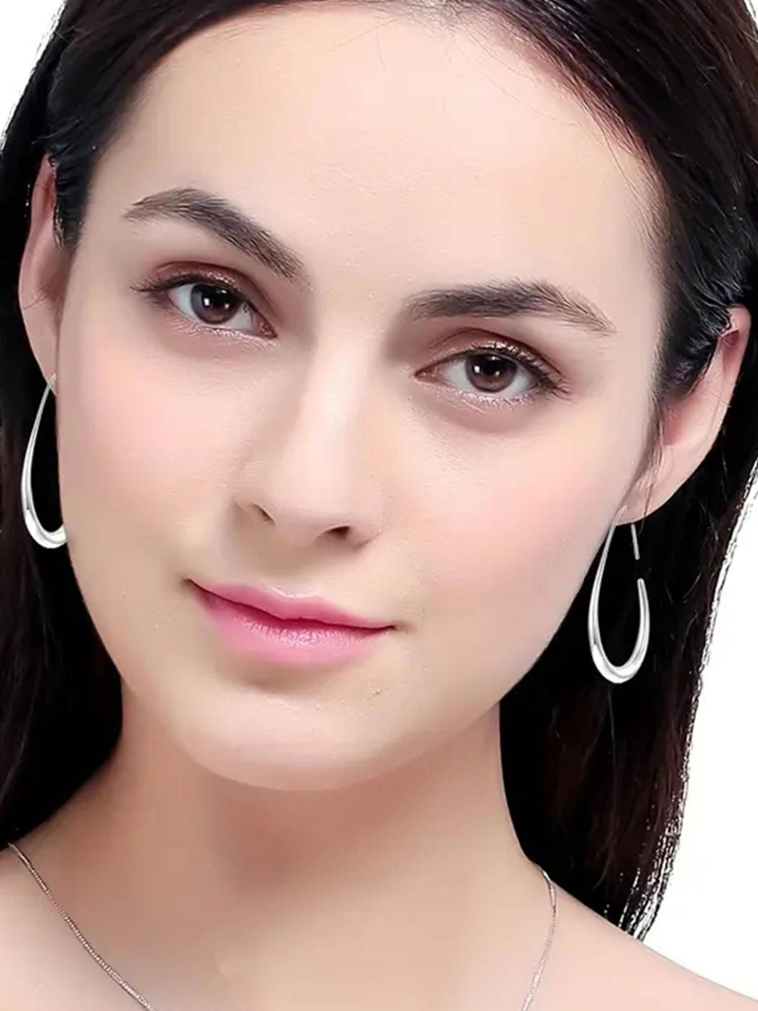 Peora Silver Plated Fancy Hoop Earrings