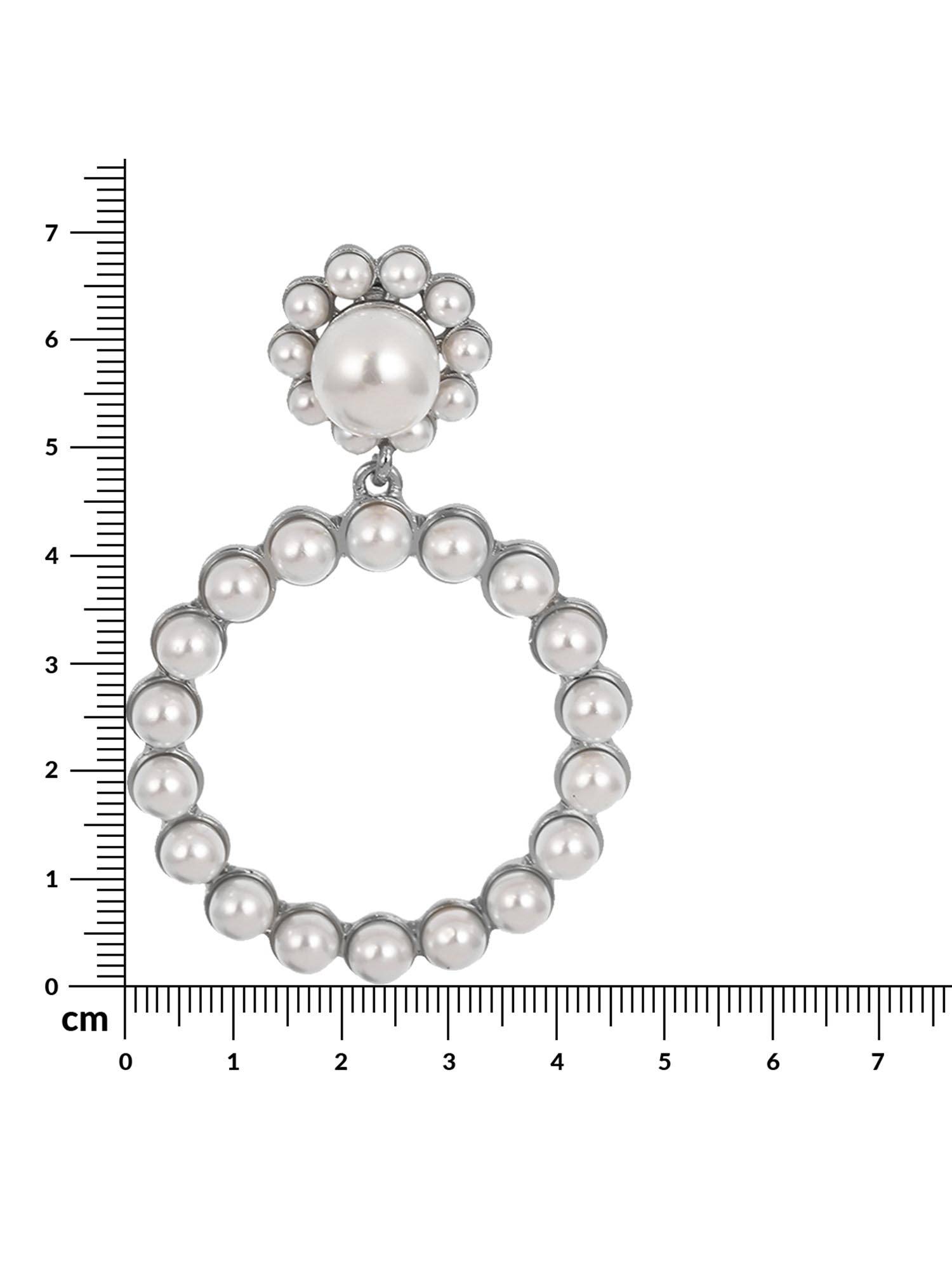 Buy Peora Silver Plated White Unshaped Pearl Drop Earrings Online