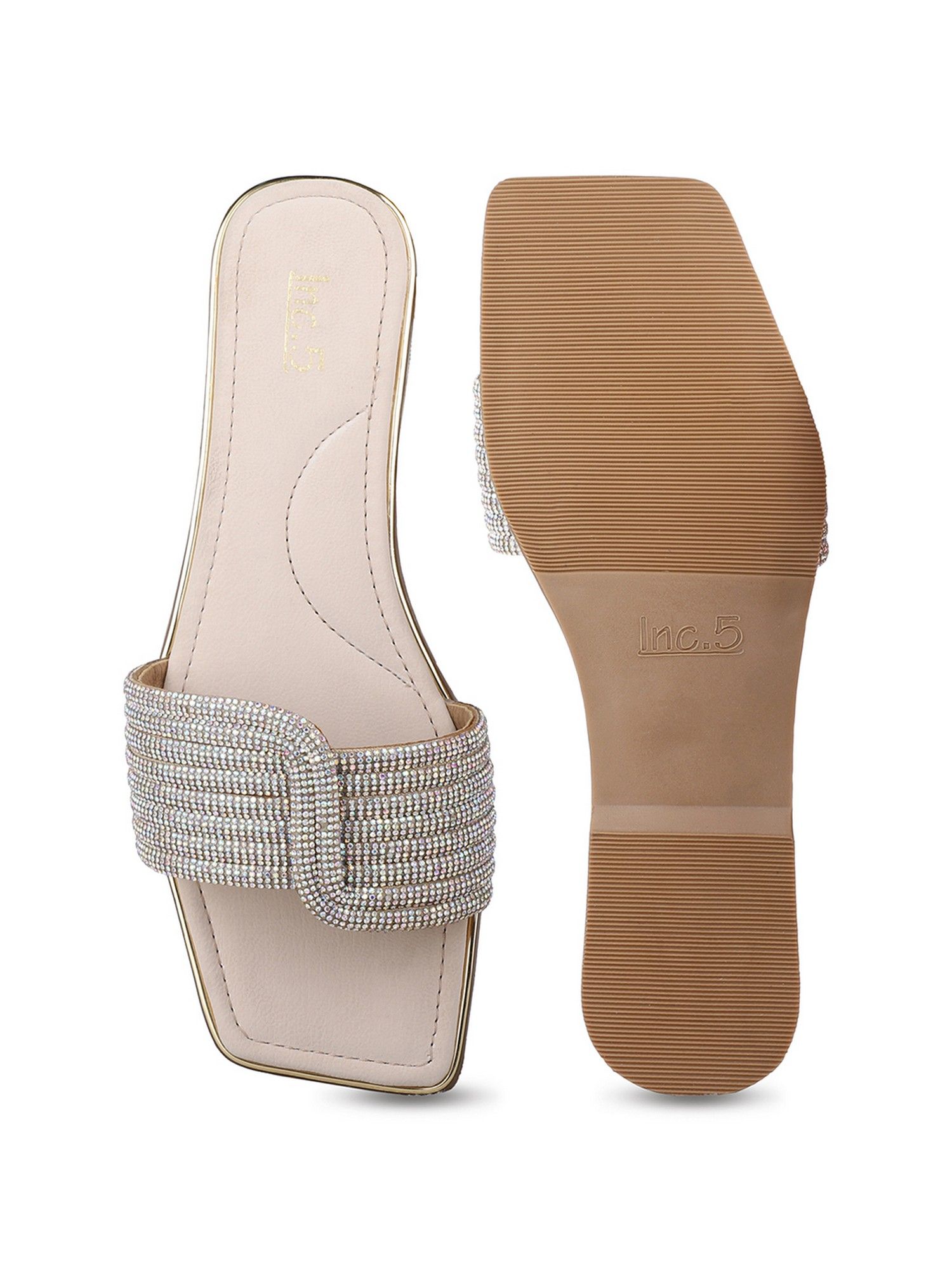 Buy Inc.5 Women'S Beige Casual Embellished Open Toe Flats Online