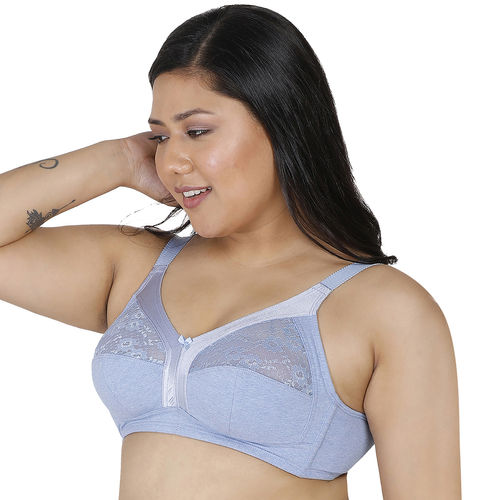 Buy Enamor A014 M-Frame Contouring Full Support Bra Cotton Non-Padded  Wirefree Full Coverage -Blue (40D) Online